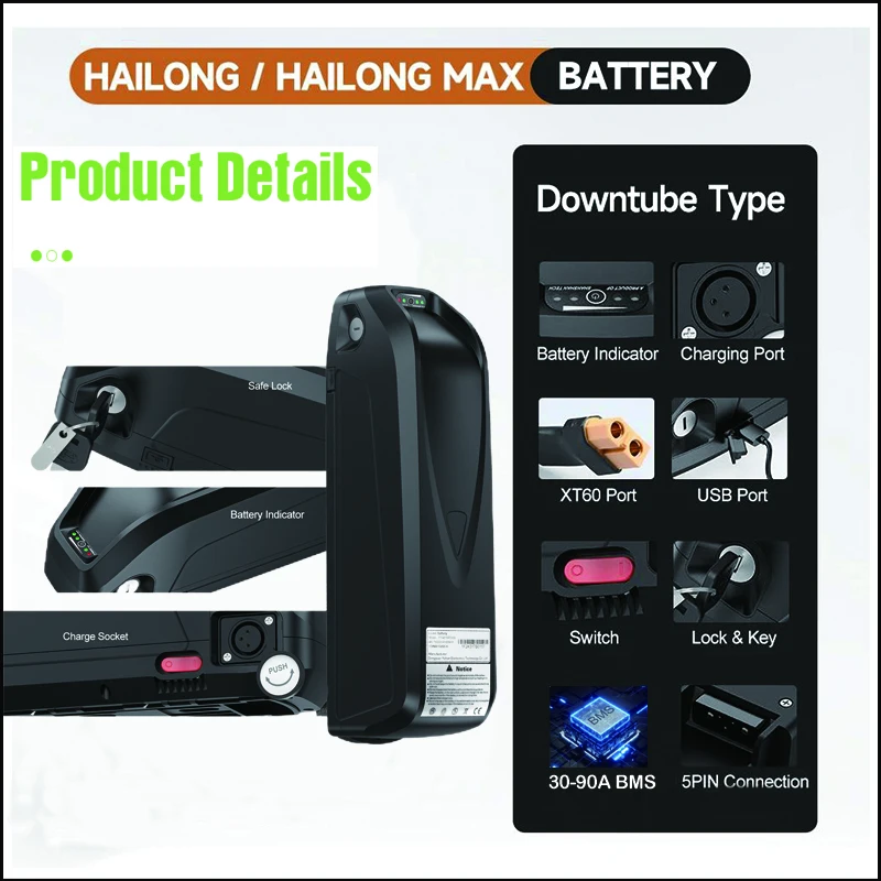 36V 48v 52v Electric Bicycle H - Ebike Battery 48V 20Ah Hailong review and price